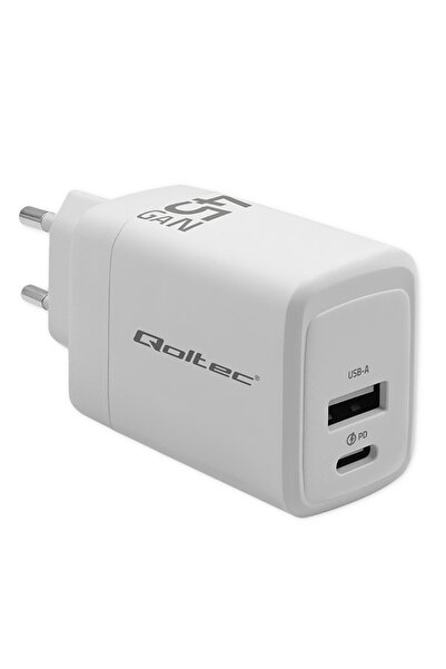 Qoltec Încărcător 45W GaN |   5-20V |   1.5-3A |   1 x USB-C PD |   1 x USB Q...