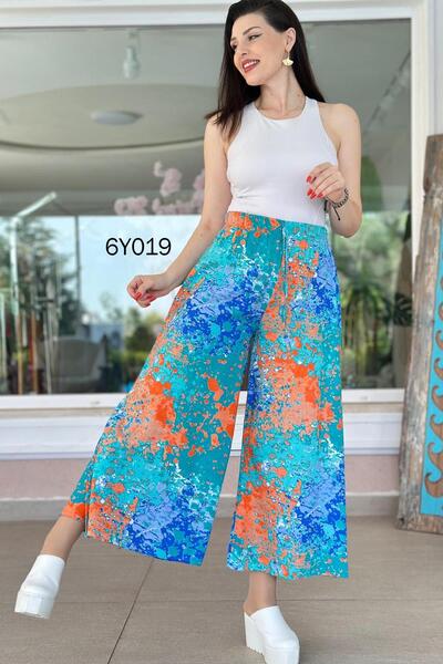 İnce Topuk Pocketed Casual Viscose Pants 6Y019