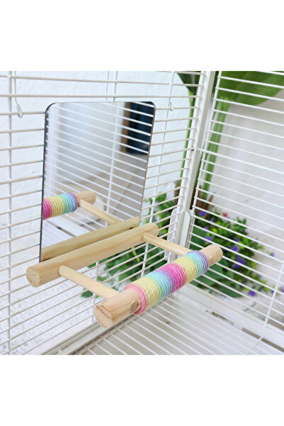 Choice Multicolor 1PC Natural Jute Rope Bird Perch Toy with Mirror Climbing &...