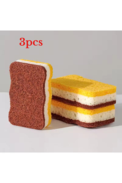 Choice 3pcs brown wave 6pcs Three-color Sisal Scouring Pad Wood Pulp Cotton K...