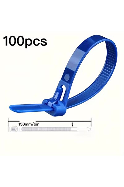 Choice6 100pcs Blue 100PCS Reusable Self-Locking Nylon Cord Ties SecureFasten...