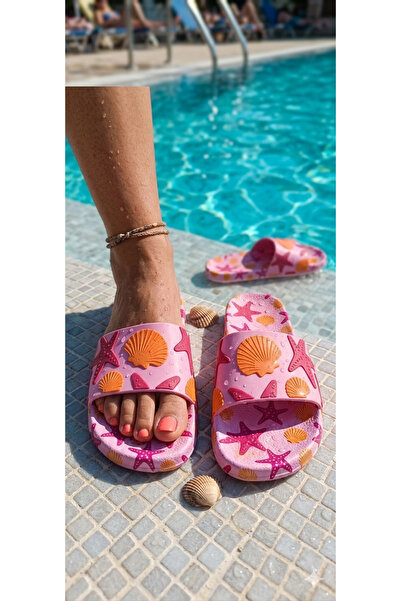 Deniz Terlik Women's Sea Star Patterned Sea Pool Anti-Slip Sole |   Gezer Sli...