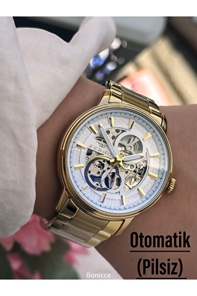 FERRO Automatic (No Battery) Yellow Color Steel Band in Stylish Box,42 mm Cas...