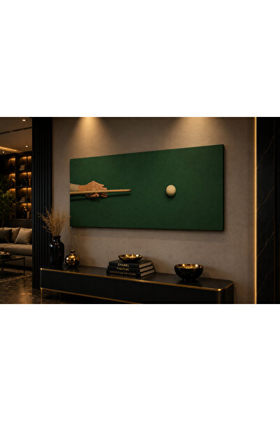 EvimeTablo Bilardo Temalı Modern Kanvas Tablo Yeşil Minimalist Ofis Salon Duv...
