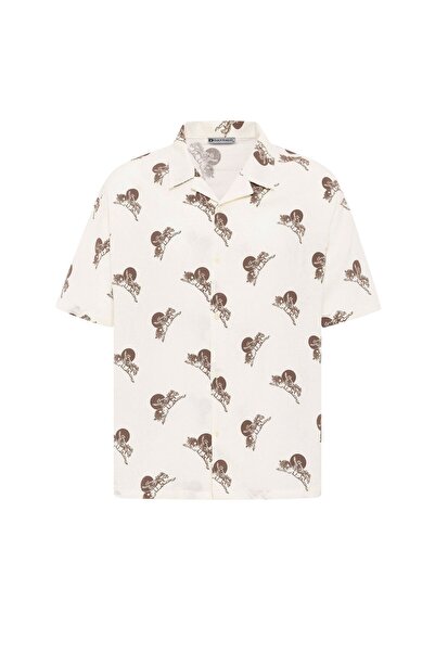 S13 Store Desenlı Kısa Kol Oversize Gömlek