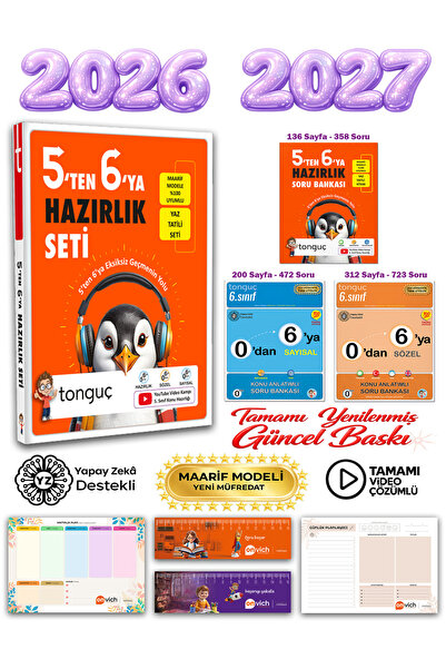 Tonguç Yayınları 6. Sınıf 5 ten 6 ya Hazırlık Yaz Tatili Seti - 5 ten 6 ya So...