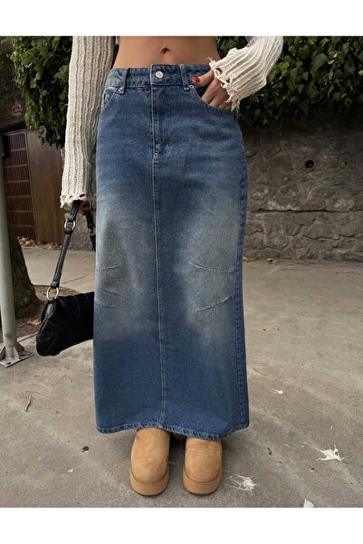 EDVESS Washable Long Maxi Denim Skirt