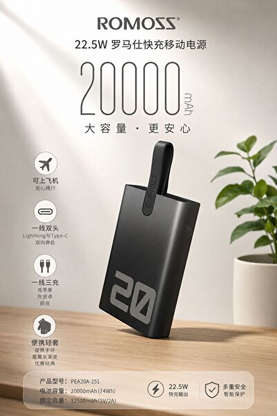 Romoss 20000mAh Power Bank PD USB C Fast Charging