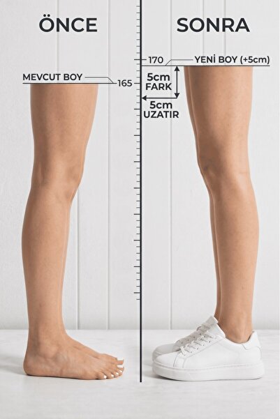 optana 5 cm Silikon Boy Uzatıcı Çorap Gizli Topuk Yükseltici Tabanlık Beyaz - 1 Çift