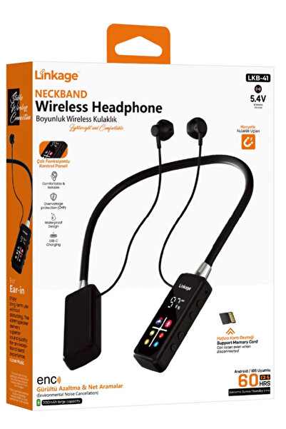 Linkage LKB-41 Boyun Askılı Kablosuz Bluetooth Kulaklık Sporcu Mikrofonlu Dij...
