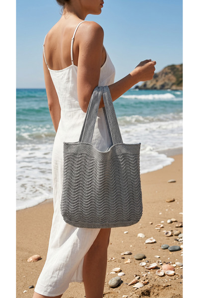 3B Stil Women's Knitwear Knitted Inner Lined Casual - Beach, Strap Shoulder Bag