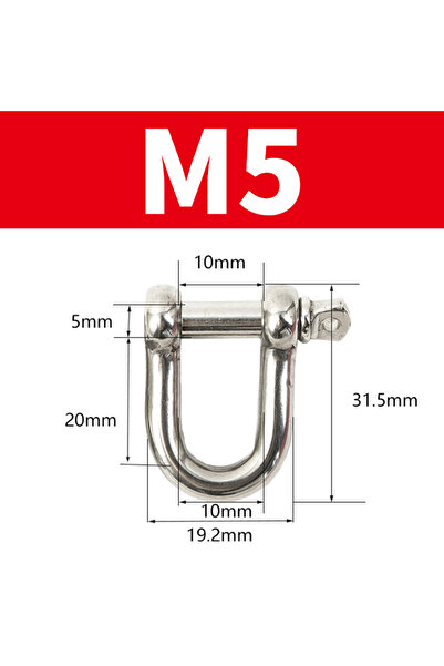 choice2 M5-2 قطعة 304 خطاف ربط قصير مستقيم على شكل حرف D من الفولاذ المقاوم ل...