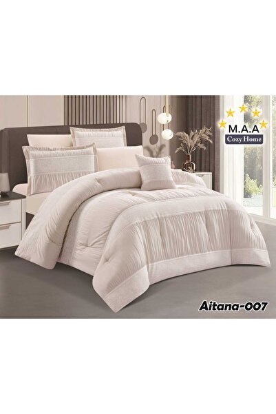 M.A.A Cozyhome مفرش سرير مزدوج جاكار عرائسي 7 قطع - طقم لحاف نفرين جاكار ناعم...