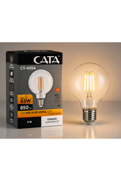 Cata CT-4354v LED G95 Glop Filament Ampul 9W E27 Günışığı