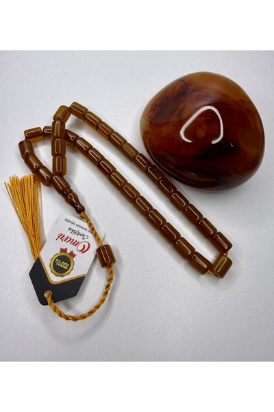 İskenderun Tesbihcilik Certified Cut Model Omari Rod Clamping Amber Prayer Be...