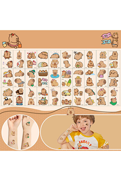 Choice 30 Sheets Kawaii Capybara Tattoo Stickers Cartoon Children's Temporary...