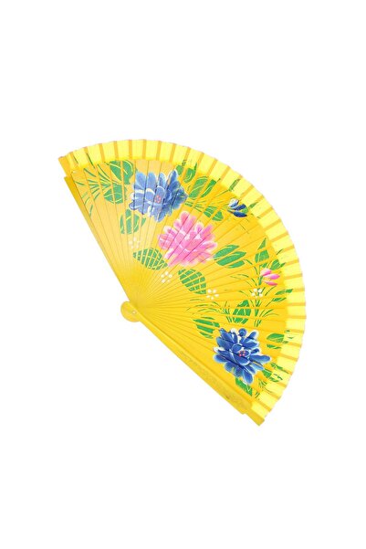 ButicCochet Evantai pliabil, din lemn, Buticcochet, cu model floral pictat, 2...
