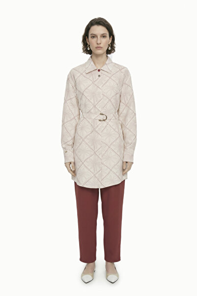 Zühre Patterned Belted Shirt Collar Tile Suit 1956