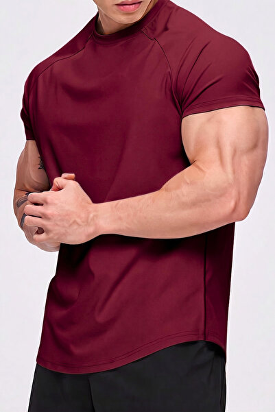 GENIUS STORE Men's Sports T-Shirt Running Sports Gym Raglan Oval Cut Combed C...
