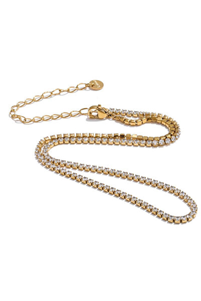Eva Grace Colier tennis Arlet, auriu, din otel inoxidabil placat cu aur 18K