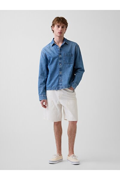 GAP Erkek Krem 9" Loose Denim Carpenter Şort