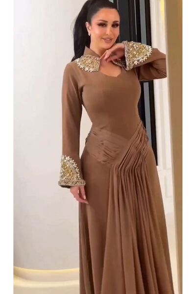 NALA FASHION Long Evening Dress Brown