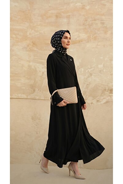 Beyza Giyim 9704 Ferace Ceket Yakalı Siyah