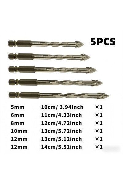 Choice fengchizuan 5-piece set, 4-flute carbide drills for ceramic, cast iron...