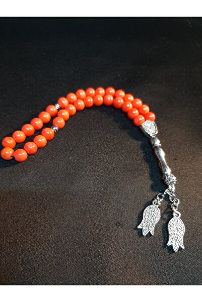 MRYart Dark Orange Color Glass Beads 33-Piece Prayer Beads