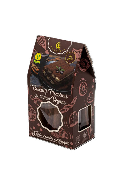 Ambrozia BISCUITI PISCOTURI CU CACAO - 130g - Fara Zahar - Vegane