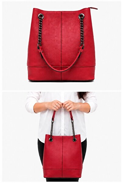 Bags Italia Red Leather women's bag, elegant and modern model