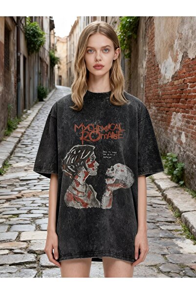 Le Savu Mychemical Romance Printed Unisex Washable Vintage Oversize T-Shirt