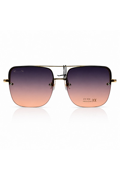 Matteo Ferari Ochelari de Soare Dama Oversized Gold cu Lentile Roz Degrade UV...