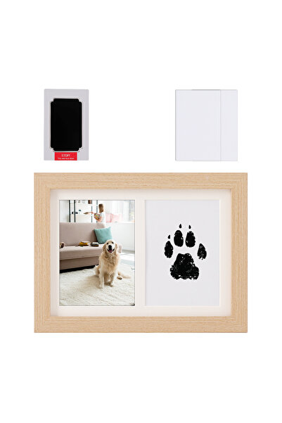 Choice YELLOW Pet Memorial Photo Frame Display Stand, Dog and Cat Footprint a...