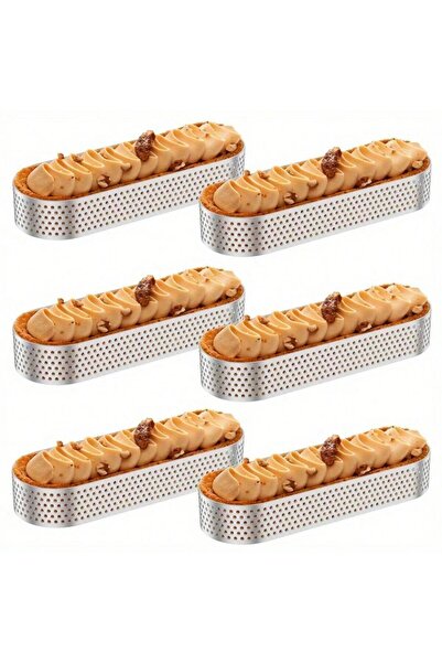 Choice 6pcs 6/12Pcs Stainless Steel Porous Tart Ring Oval Muffin Tart Rings P...