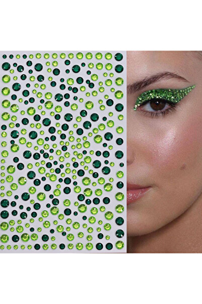Choice NK-LT-101 1Pcs 3D Emerald Green Face Jewels Tattoo Stickers Round Rhin...