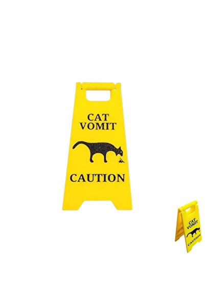 Choice Cat 1PC Durable Funny Cat Vomit Sign Bright Yellow Gift Dog Vomit Sign...
