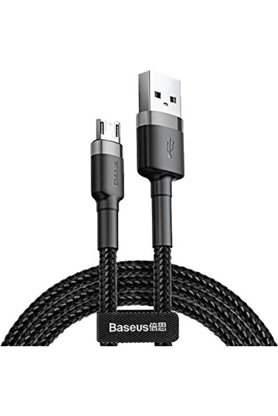 Baseus Cafule 1μ Πλεκτό Καλώδιο USB 2.0 σε micro USB Γκρι (CAMKLF-BG1)