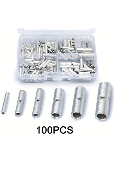 Choice 100pcs 100/200 PCS Non Insulated Butt Connectors Kit Butt Splice Conne...