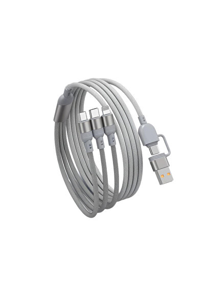 Choice كابل شحن رمادي 3 في 1، سلك شحن USB نوع C متعدد المنافذ، كابل مايكرو له...