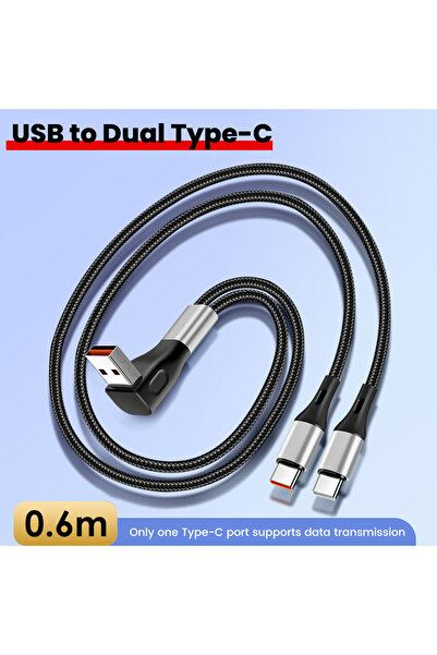 Choice 0.6M A To Dual C 6A Type C Cable Fast Charging 2 in 1 USB A/Type C To ...