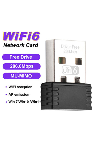 Choice محول واي فاي 6 AX286، بطاقة شبكة صغيرة USB، دونجل 2.4 جيجاهرتز 802.11A...