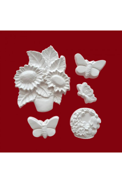CREATIVITATEPLUS Set 5 figurine din ipsos Flori si Fluturi