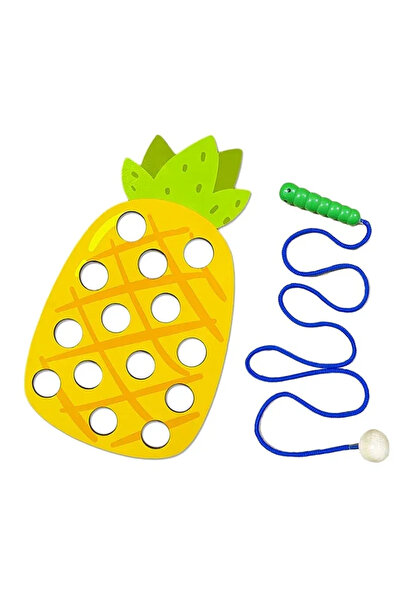 Choice1 Pineapple 1 set Wooden Lacing Toy Educational Fruits Threading Activi...