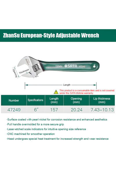 choice2 6inch SATA 4/6/8/10inch Adjustable Drive Wrench Mini Small Big Spanne...
