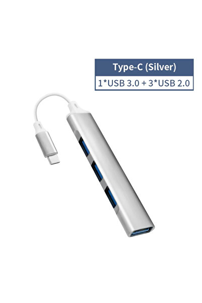 Choice3 محول USB C فضي اللون من النوع C 3.0، موسع منفذ C، محول تقسيم 4 منافذ،...