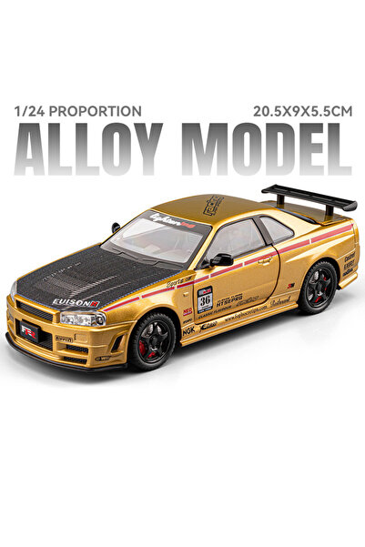 Choice3 نموذج سيارة رياضية R34 الذهبية بمقياس 1:24، لعبة سيارة GTR-R34 M3 مع ...