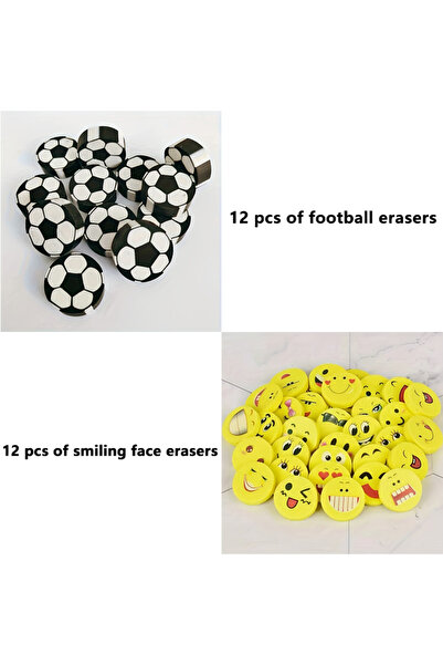 Choice1 24pcs 24/48 pieces of football erasers and smiley face erasers, suita...