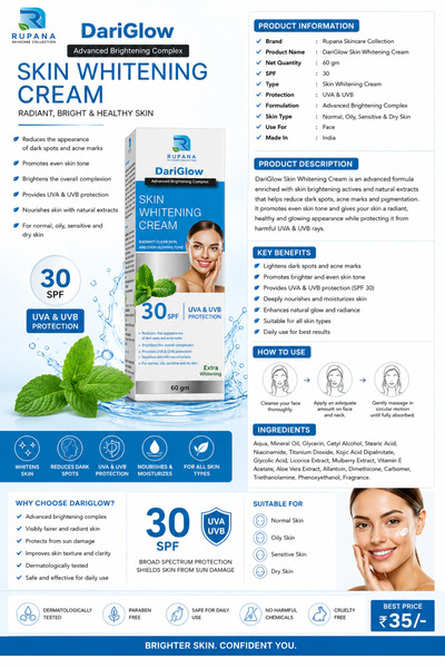 FAC Rupana DariGlow Skin Whitening Cream SPF 30 – Advanced Brightening Comple...