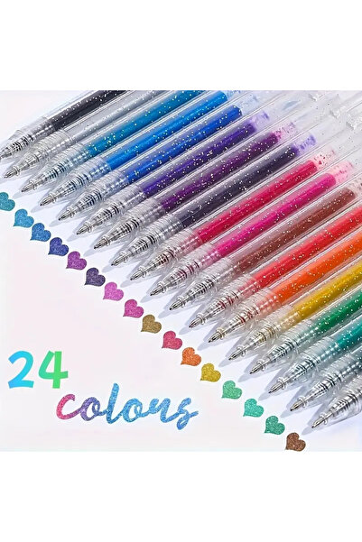 Choice Random 24colors Glitter Ballpoint Pen Set, Suitable for Writing, Drawi...